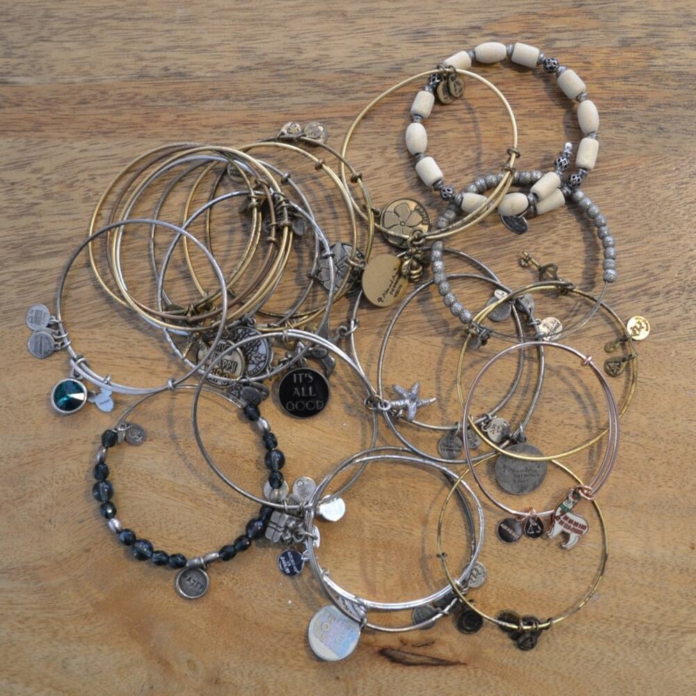 Alex and Ani Charm Bracelet Lot of 20 Gold Silver Tone